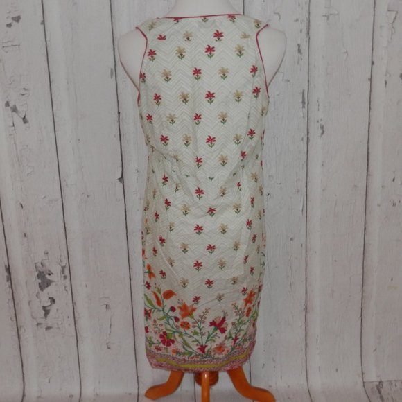 BIBA  Size 38 Boho Loose Blouson Peasant Dress Pleated Floral 100% Cotton 3559 - Picture 6 of 13